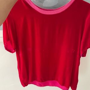 Nation Los Angeles Hot Pink Velvet Top sz M